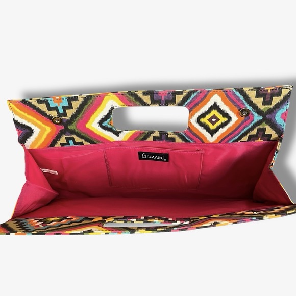 Giannini Multicolor Aztec Design Envelope Clutch Handbag‎ Purse Colorful NWOT - Picture 2 of 6